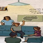 חדר מחתרתי של תנועת הנוער עם מפות,נשק ונערים